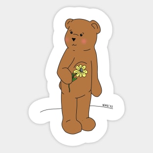 Teddy Bear With Flower Sticker